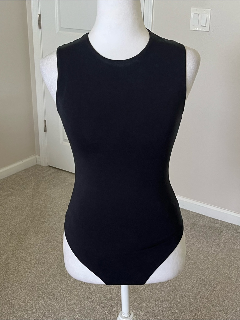 Like New Quince organic Cotton Black Sleeveless One-Piece Bodysuit Size XS
